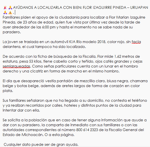 Amigos de #Uruapan #Michoaca y todo México, les pido su ayuda. Lean la info y luego compartan. Gracias.