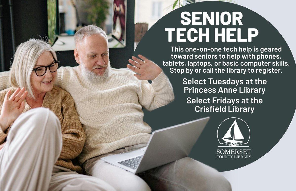 SomersetCounty1's tweet image. Senior Tech Help!
Do you or someone you know need help with things like computers, tablets and smartphones? Get personalized help by setting up a one-on-one appointment with our Technical Services Librarian. 📱💻
#techhelp #computerhelp #smartphones