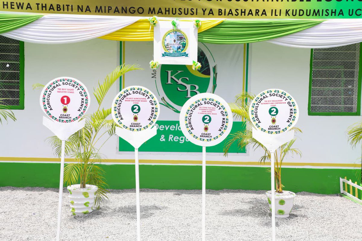 Today, Kenya Sugar Board's (KSB) exhibition stand at Mombasa International Show was crowned as The Best Sugar Industry Stand, and Runners up (Second Best) in The Stand That Best Interprets Current Show Theme; Agricultural Based, the Best Agricultural Based Statutory Board Stand,
