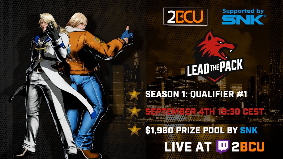 2BCU 🔜 Hessen Crash XXII June 20-22 @Frankfurt (@2becommunity) on Twitter photo 👊 GET READY! 
The 1st Lead The Pack qualifier supported by <a href="/snk_esports_hub/">SNK Esports Hub</a> is happening tomorrow!
🤝 And you can support the prize pool FOR FREE!
Claim a code on <a href="/matcherino/">Matcherino</a> 👇
matcherino.com/tournaments/16… 👊 GET READY! 
The 1st Lead The Pack qualifier supported by <a href="/snk_esports_hub/">SNK Esports Hub</a> is happening tomorrow!
🤝 And you can support the prize pool FOR FREE!
Claim a code on <a href="/matcherino/">Matcherino</a> 👇
matcherino.com/tournaments/16…