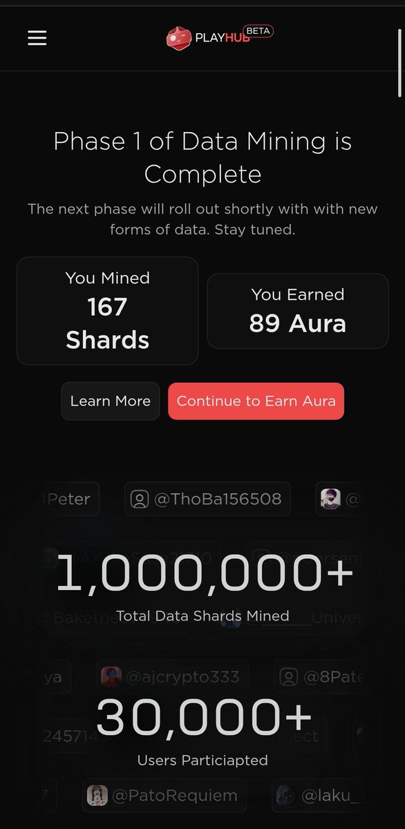 jaber (@jb_3tx) on Twitter photo Farming Aura every day on <a href="/playAInetwork/">Play AI ๐ฒ๐ฎ</a> ๐ฒ
So far: 183.2 Aura earned
Phase 1 Data Mining: 167 shards โ 89 Aura
(30K+ users joined, 1M+ data shards mined)
How to grow your Aura:
โข Daily check-in = +2 Aura
โข Referrals = +5 Aura (+10% of their earnings)
โข Verify data, Farming Aura every day on <a href="/playAInetwork/">Play AI ๐ฒ๐ฎ</a> ๐ฒ
So far: 183.2 Aura earned
Phase 1 Data Mining: 167 shards โ 89 Aura
(30K+ users joined, 1M+ data shards mined)
How to grow your Aura:
โข Daily check-in = +2 Aura
โข Referrals = +5 Aura (+10% of their earnings)
โข Verify data,