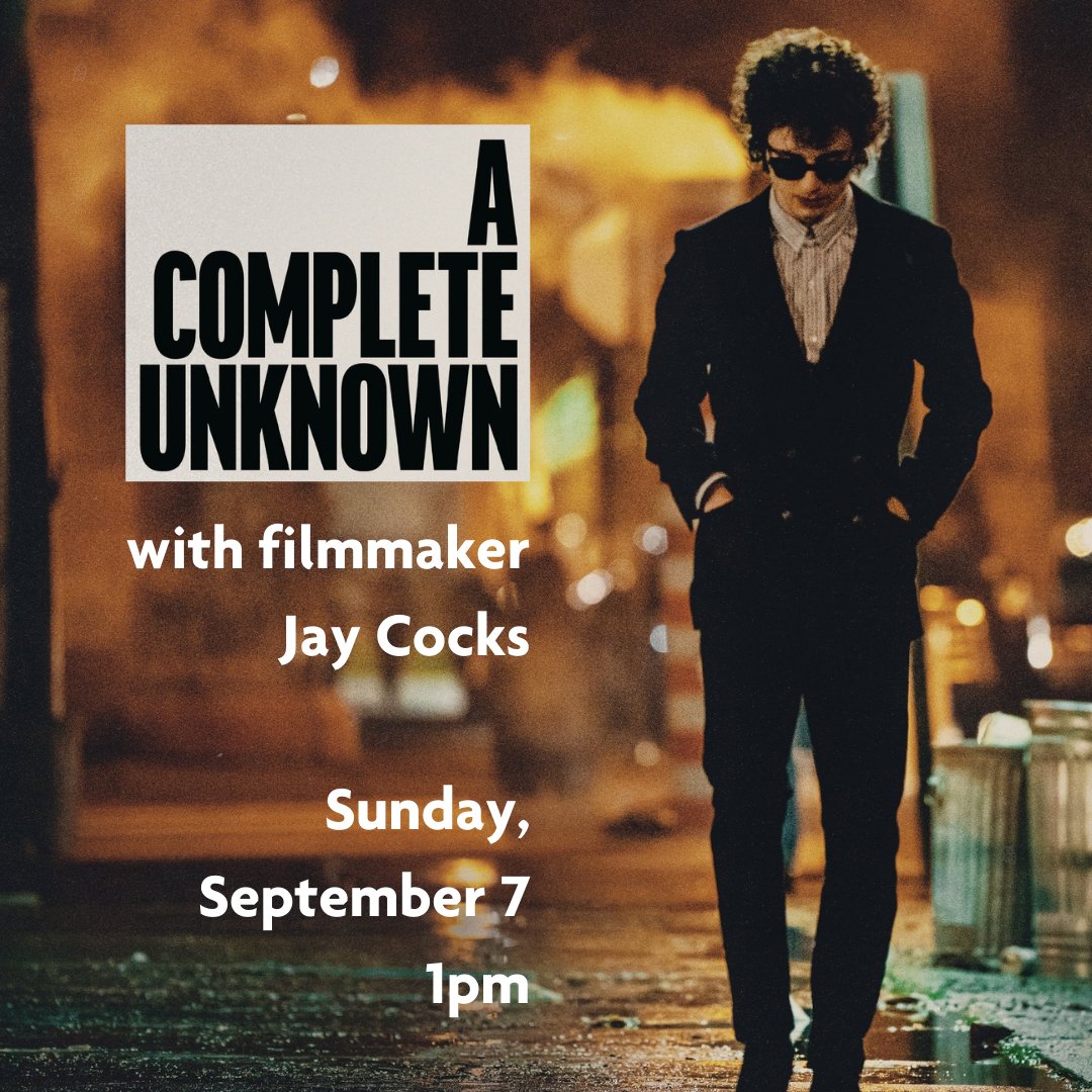 It shouldn't be A COMPLETE UNKNOWN that filmmaker Jay Cocks is coming to a special screening this Sunday to discuss writing the Bob Dylan biopic. Don't miss this amazing opportunity!
🎟️ Tickets: watervillecreates.org/shows/a-comple…
#JayCocks #BobDylan #ACompleteUnknown #DirectorQandA