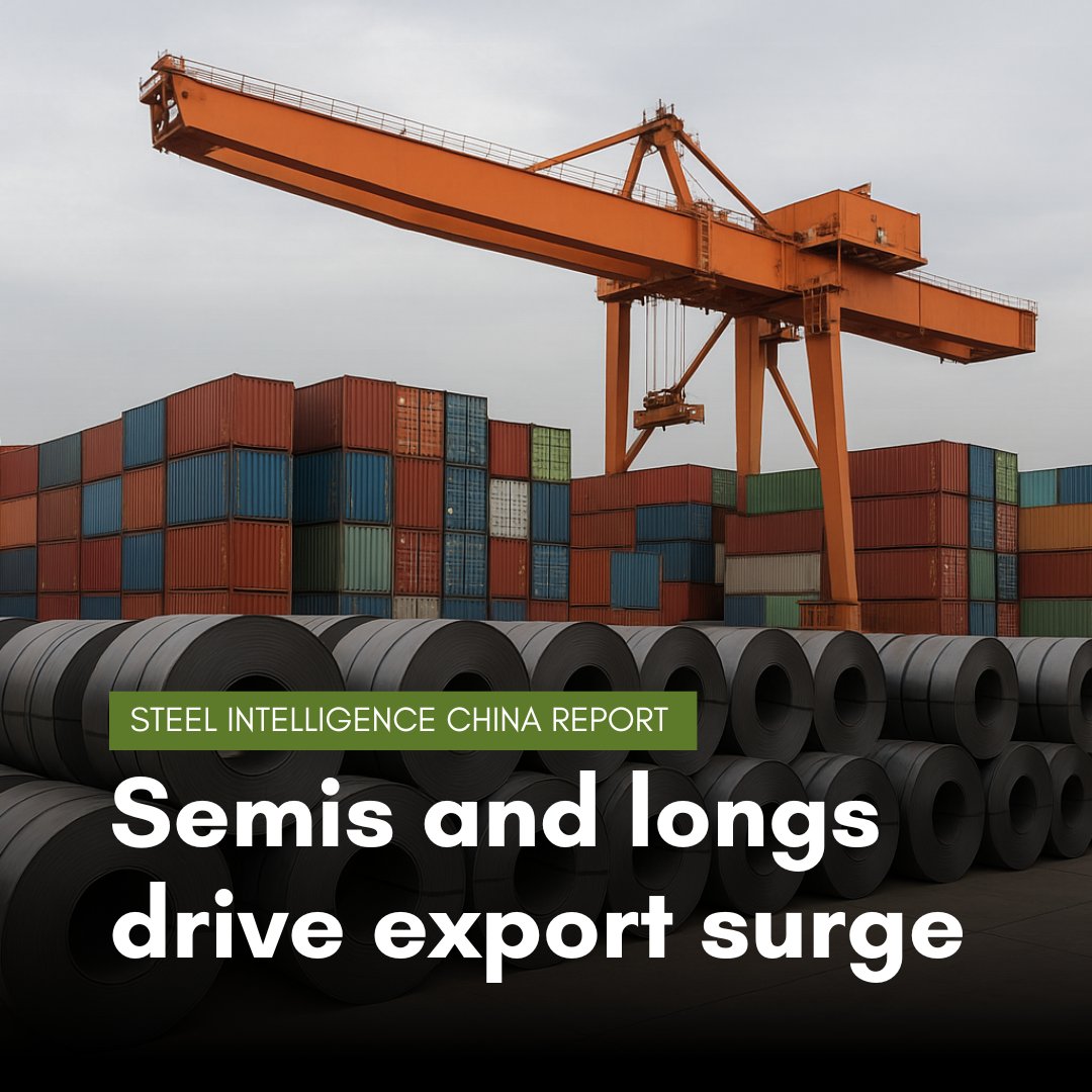🚢 Semis and longs drive export surge

July alone recorded an extremely rare increase of 3.236 million tonnes, ranking fourth in recent years.

Explore more in SI China:
kallanish.com/en/steel-intel…

#Steel #ChinaSteel #SteelExports #Semis #Longs #SteelTrade #GlobalMarkets