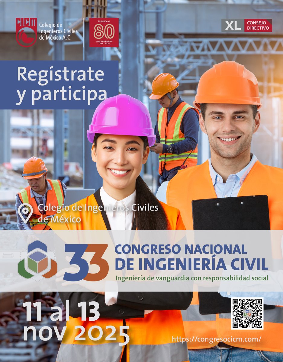 ¡No te quedes fuera del 33 Congreso Nacional de Ingeniería !
🗓️ 11 al 13 de noviembre de 2025
Le invitamos a registrarse y formar parte de este encuentro nacional que marcará la agenda de la ingeniería civil en México.
Inscripciones (presencial y virtual) congresocicm.com/congresistas/
