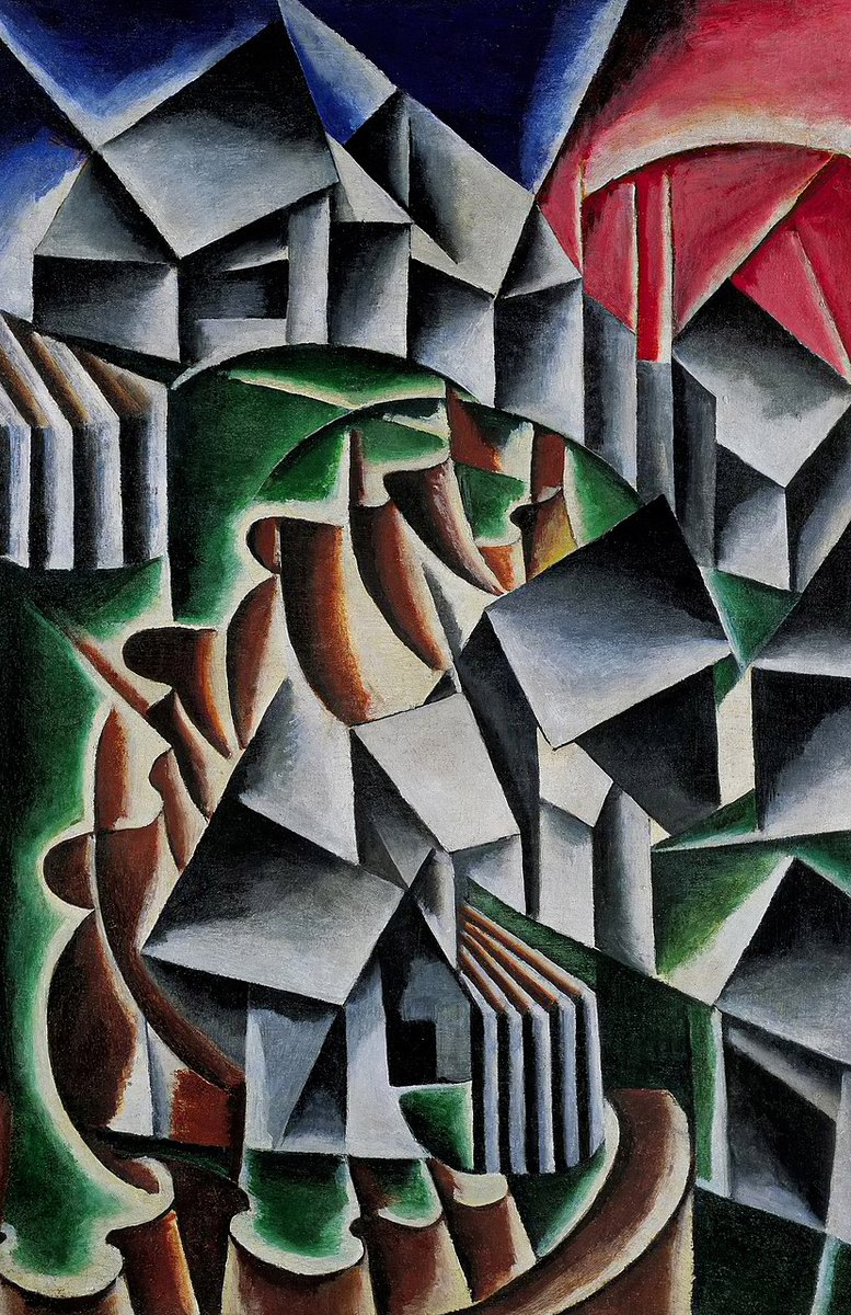 Guggenheim's tweet image. Midweek masterpiece: Geometry meets landscape in Liubov Popova's "Birsk," 1916. A sleek, modern work on view in "Modern European Currents." 

#Guggenheim_NewYork #ModernEuropeanCurrents #OnViewNow #ArtLovers