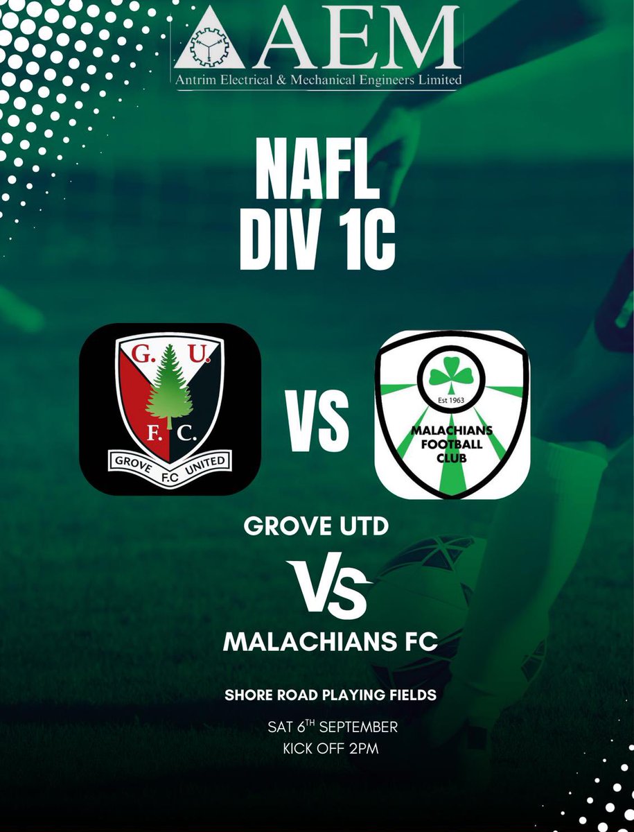 The lads are ‘away’ on Saturday to our neighbours and friends Grove in the league. See you at the ‘Sand Siro’. #UpTheMals☘️💪