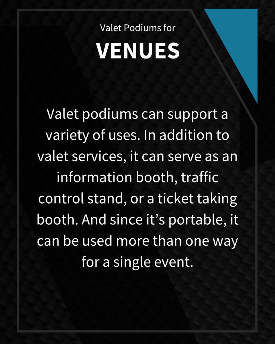 TheValetSpot's tweet image. For more than just valet! 🚙✨ Our portable valet podiums are versatile solutions for venues and events. Adaptable for any occasion, wherever you need them! 🙌 #EventSolutions #FacilitiesManagement #VenueManagement  #TheValetSpot 🚗