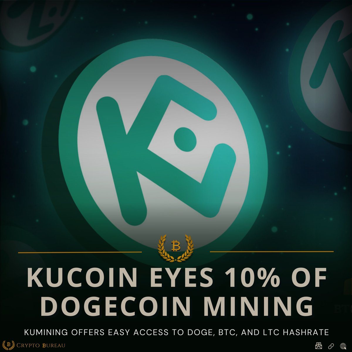 Crypto_Bureau_'s tweet photo. KuCoin is stepping into mining with KuMining, aiming to control 10% of Dogecoin’s network power while giving investors simple access to verifiable hashrate, daily yields, and a low-barrier entry into crypto mining — backed by global facilities, transparent operations, monthly rig upgrades, and a mission to decentralize mining for broader participation and long-term adoption.

#KuCoin #Dogecoin #CryptoMining