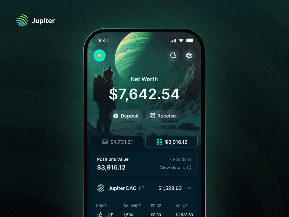 Portfolio overview in Jupiter Mobile