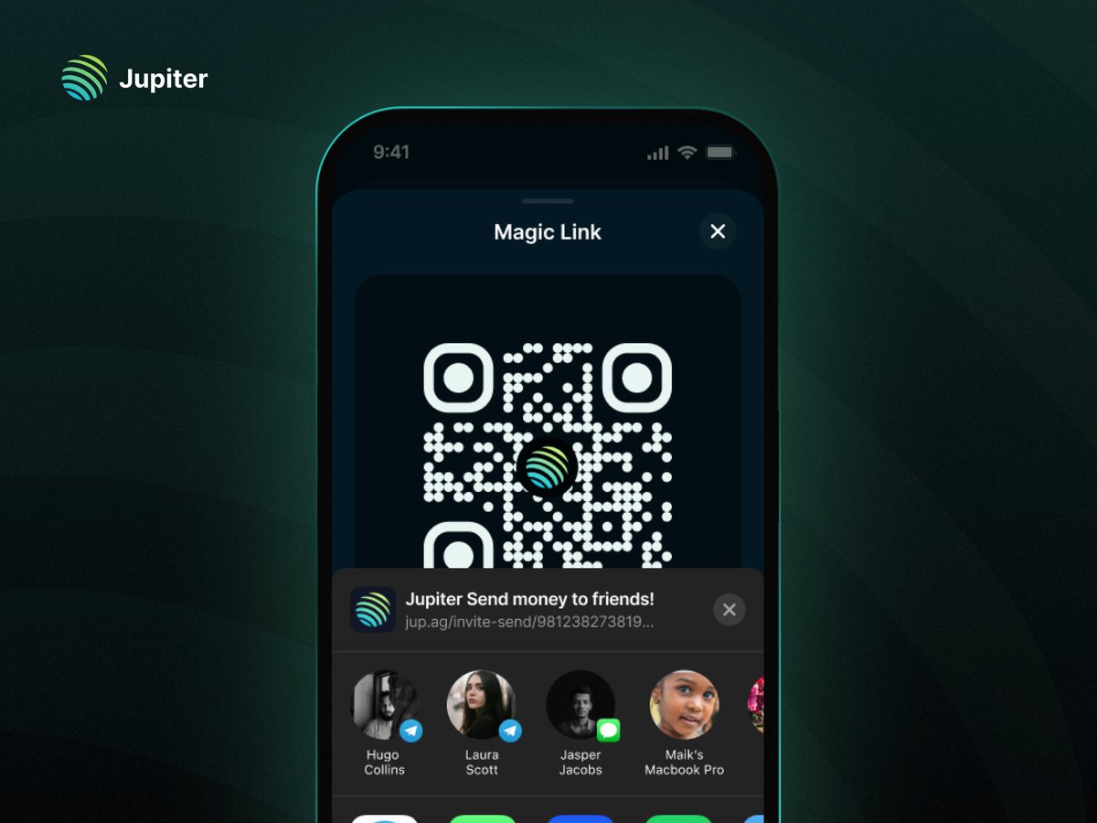 Jupiter Send feature for sharing tokens