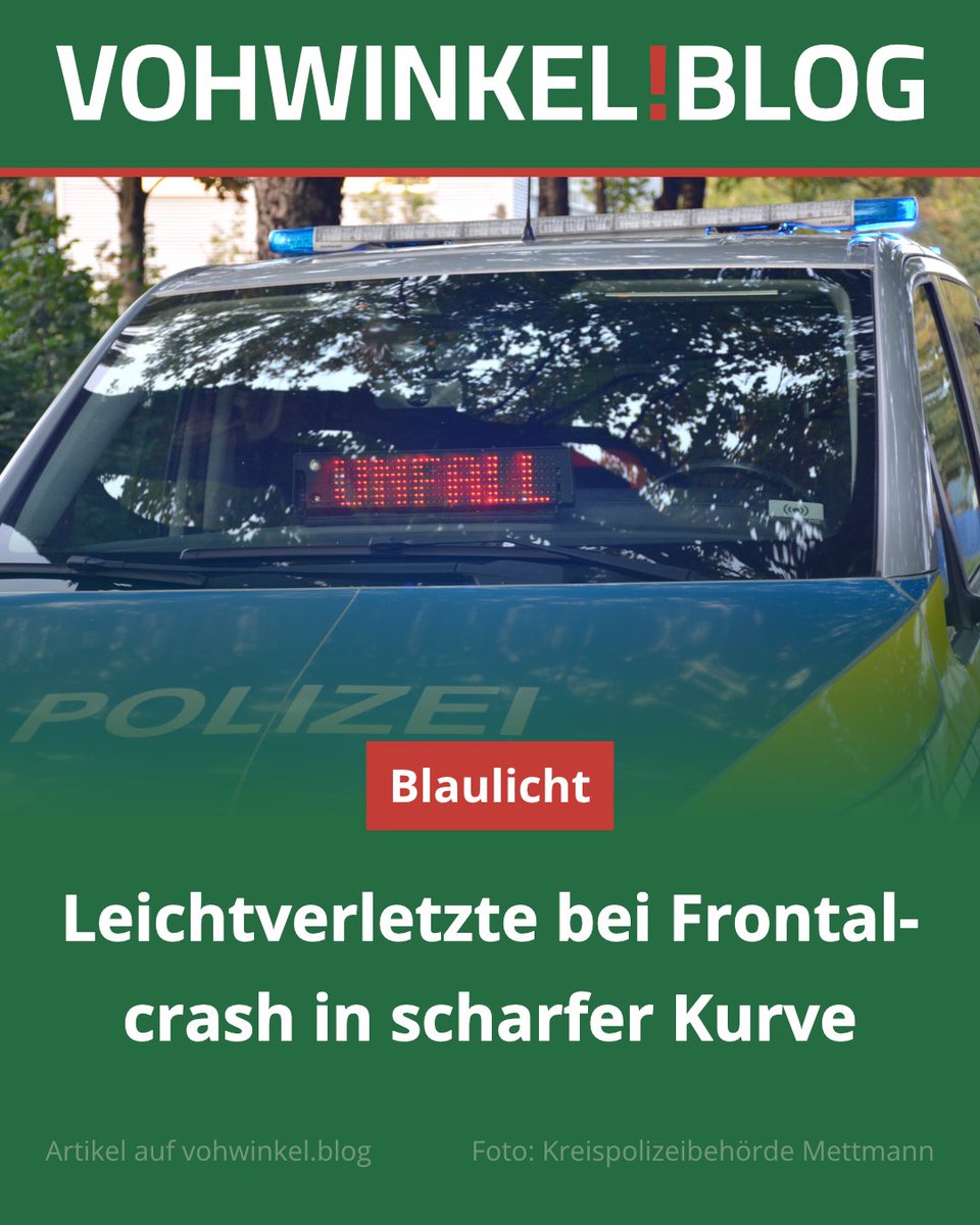 Aufgrund nicht angepasster Geschwindigkeit geriet das Fahrzeug in den Gegenverkehr und kollidierte dort mit einem anderen Auto.

Zum Artikel geht es hier:
wupper.link/tgxng

#Wuppertal #Vohwinkel #Haan #Gruiten #Blaulicht #Polizei #Unfall #Auto #Verkehr #Gegenverkehr