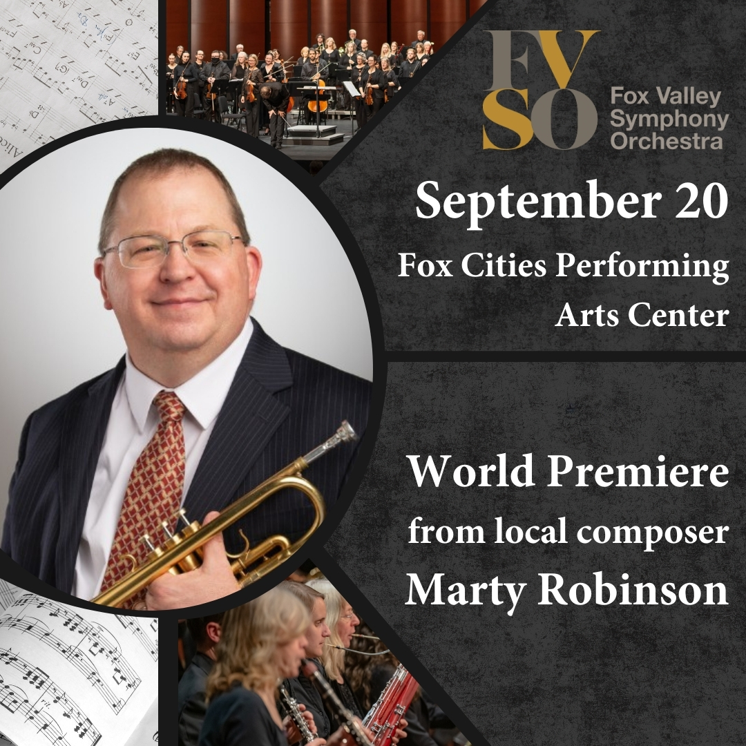 One of the things we are most excited to share with you is "Evensong" by local composer Marty Robinson. Don't miss this premiere at our Opening Night on September 20 at the Fox Cities Performing Arts Center. ow.ly/UknN50WPWOK