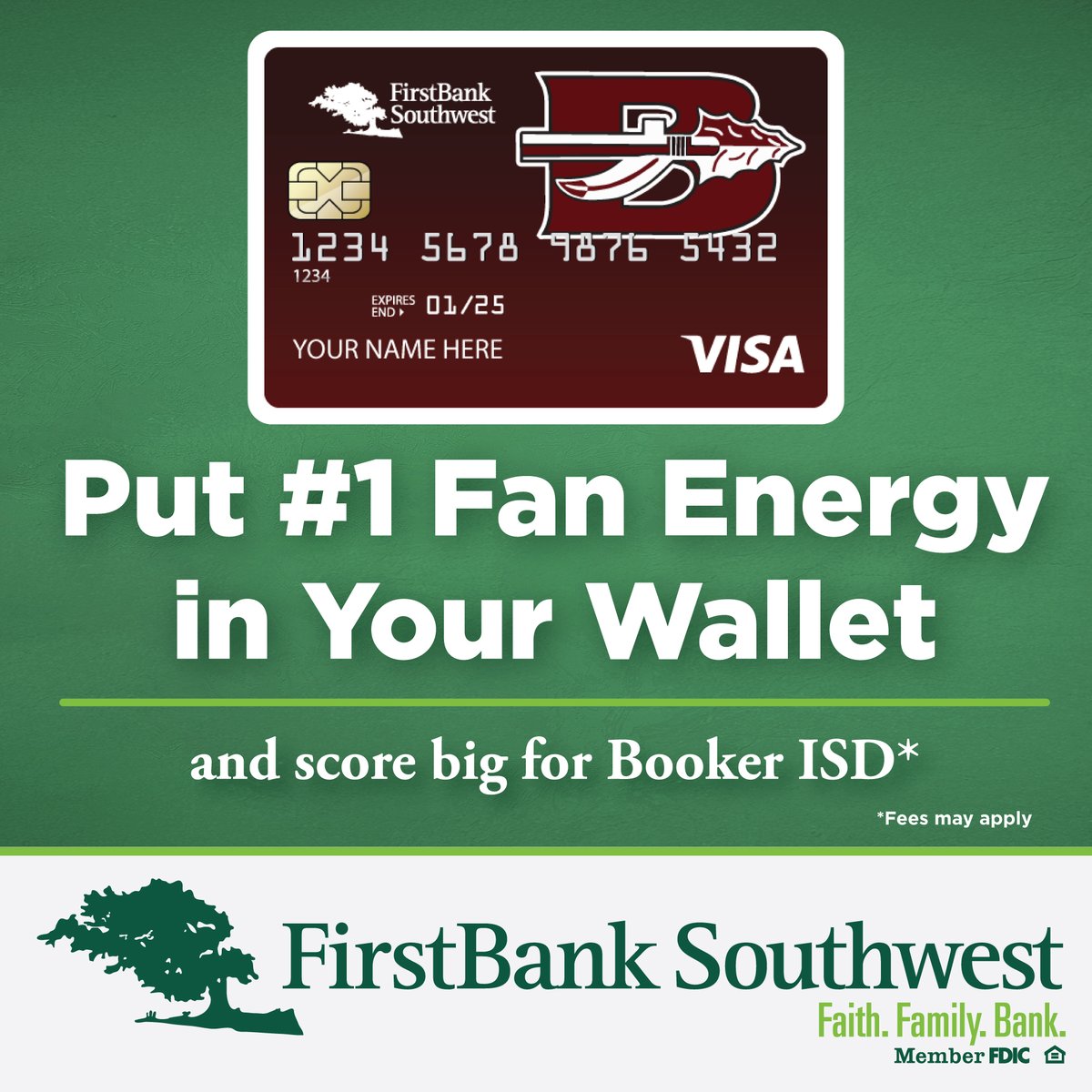 ❤️Calling all Kiowas!🖤

Every swipe of your Booker School Spirit Card supports Booker ISD—from classrooms to athletics. 💳✨ Carry your pride + give back with every purchase!

👉 Get yours today: loom.ly/8AOqe_s

Faith. Family. Bank. 💚
#MemberFDIC