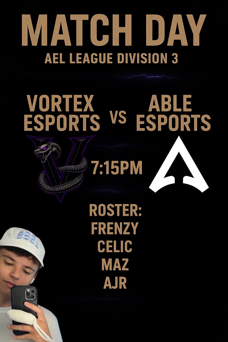 Esports have another match up tonight against Able Esports🔥

Locked In🫡

<a href="/FrenzyAM_/">Frenzy</a> 
<a href="/cel1x_/">Celix</a> 
AJR
MAZ

POV’s:

twitch.tv/frenzyam

twitch.tv/btechdylan