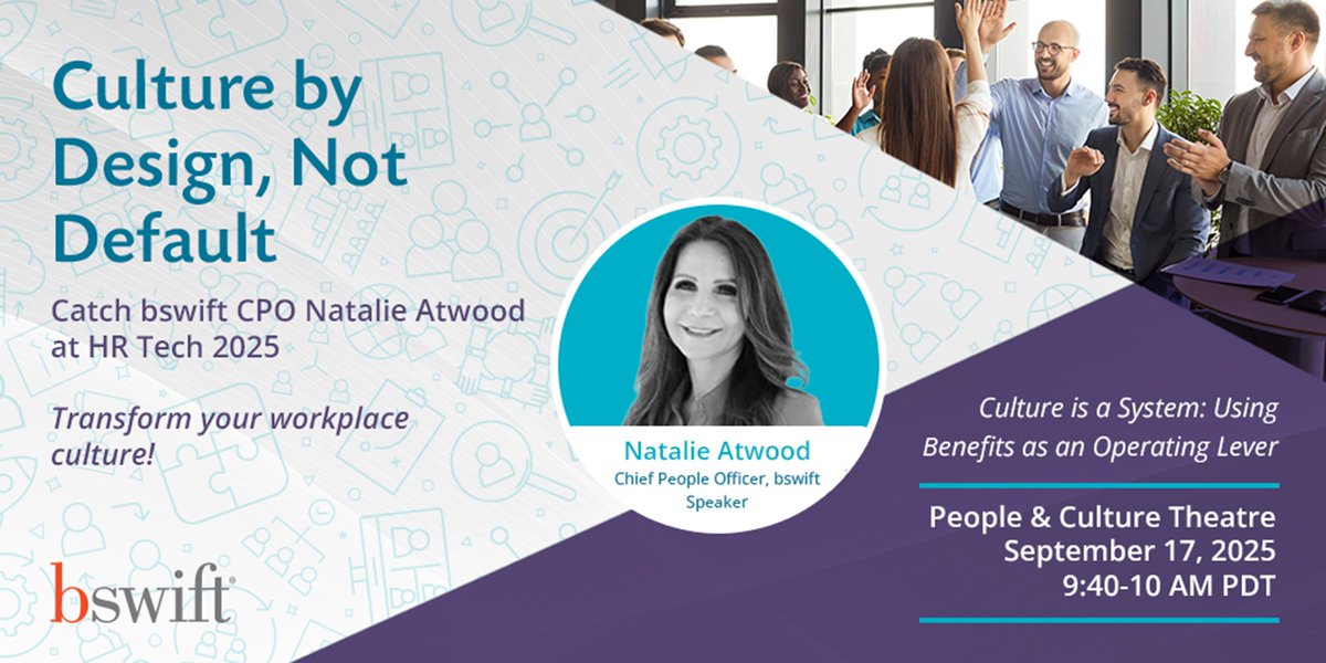 bswiftbenefits's tweet image. Want a culture that works as hard as you do? Natalie Atwood is taking the stage at HRTech to show you how. #HRTech2025 #bswift #WorkplaceCulture