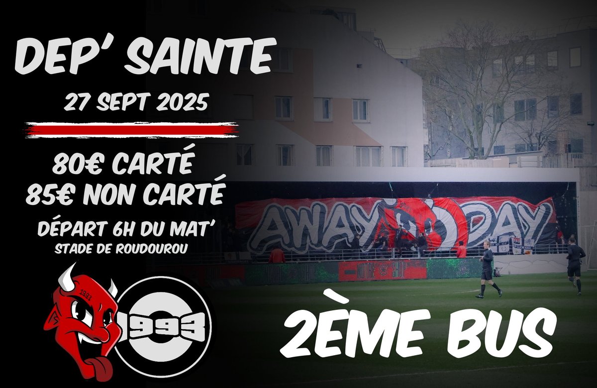 [Dep' Saint-Etienne] Le Kop Rouge organise un 2ème bus direction Sainté le samedi 27 Septembre prochain. 

helloasso.com/associations/a…

Le 2ème bus ne partira que s'il est complet également, sinon il sera annulé. La date limite pour s'inscrire est le MERCREDI 17 SEPTEMBRE 21H.