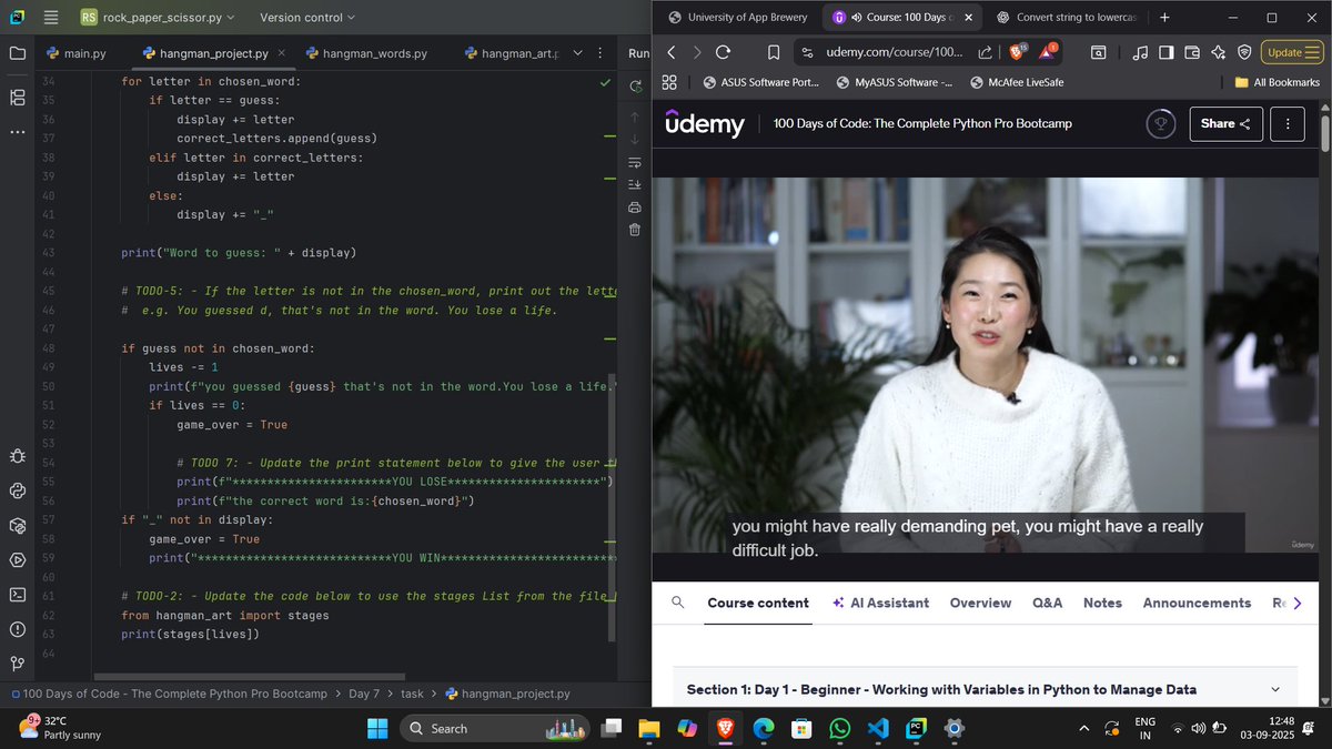 anjaliyadavv064's tweet image. Day 7 &amp;amp; Day 8 of #100DaysOfCode 🚀  

✅ Python with @yu_angela:  
- Built Hangman using loops &amp;amp; string manipulation  
- Built Caesar Cipher learning function parameters  

✅ DSA with @lovebabbar3:  
- Practiced pattern printing problems 
#DSA #buildinpublic #python #CodeNewbie