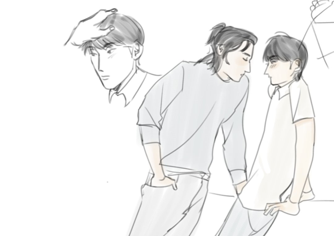 i did a very quick doodle of them I caannn;;tttt stop rhinkingn about seokjin😭😭😭