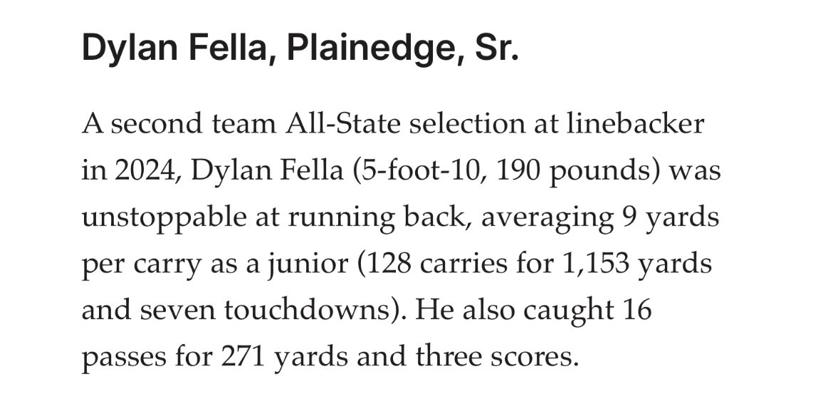 Thank you <a href="/ogbensherman/">Ben Sherman</a> for mentioning me in the top running back in section 8 plenty of work to be done.