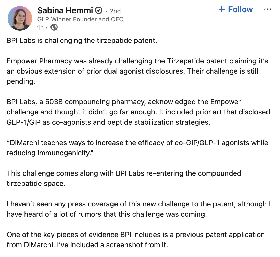 HIMS $LLY $NVO 🚨 BREAKING: BPI LABS IS CHALLENGING ELI LILLY'S 