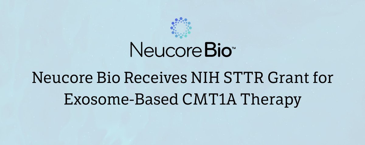 We’re proud to share that Neucore Bio has secured a $350K NIH STTR Phase I award to develop the FiXE™ exosome platform for targeted RNA delivery to Schwann cells, potentially paving the way for a CMT1A therapy. 

neucorebio.com/neucore-bio-aw…