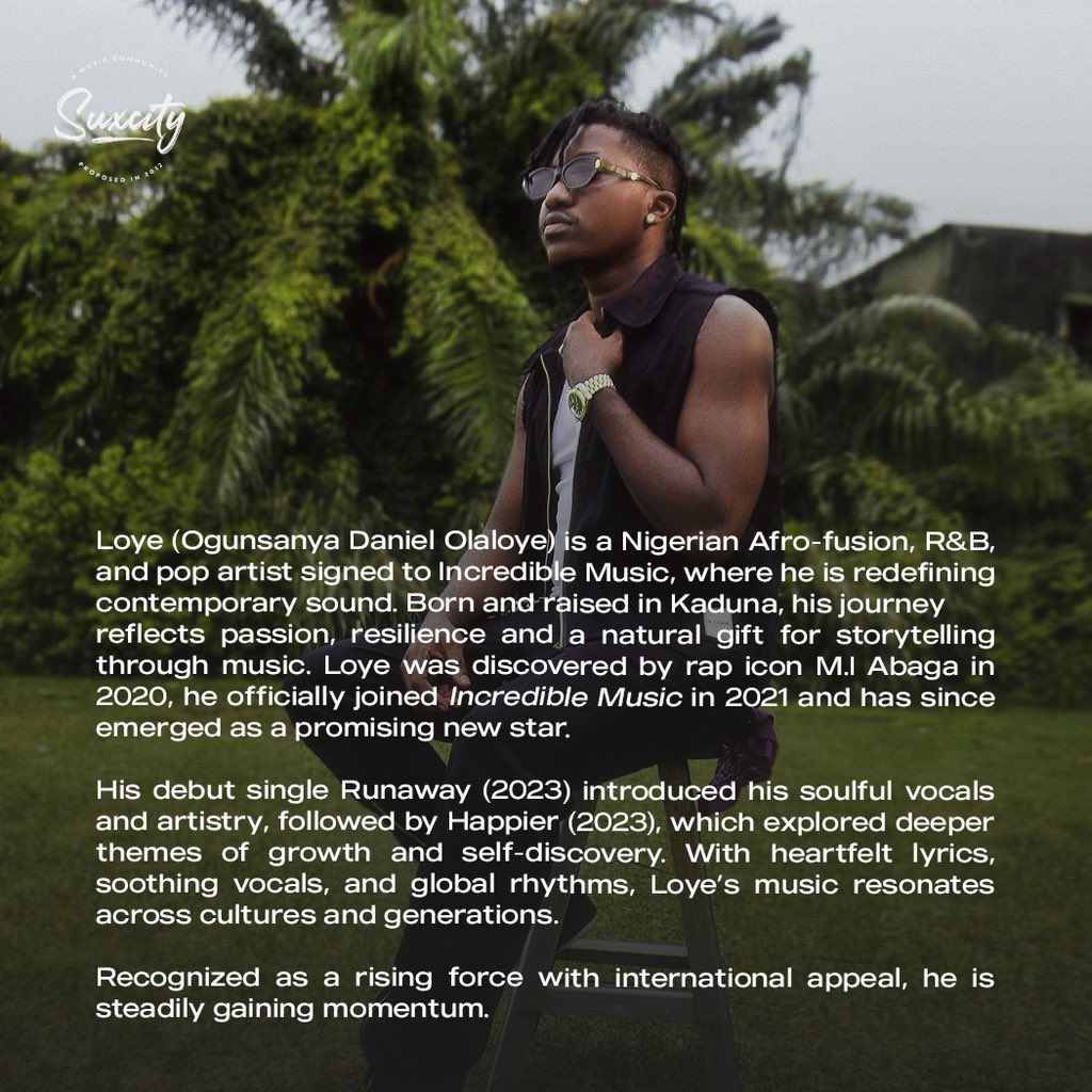suxcity_music's tweet photo. Spotlight fr is on @onlyloye
@onlyloye is a super talented singer/songwriter with vocals that hit different. Check out the slides to see more about him Like, share, comment and checkout out his songs r, thank
youuuuuurs・
#suxcity #yp #explore #everythingmusic #spotlightartiste https://t.co/idMciNDoQ9