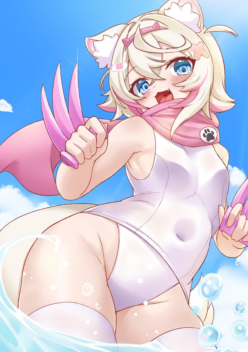 Dasketchci's tweet image. Tried to draw the sexiest mococo with her dreaming white school swimsuit UwU

 #FWMCpix