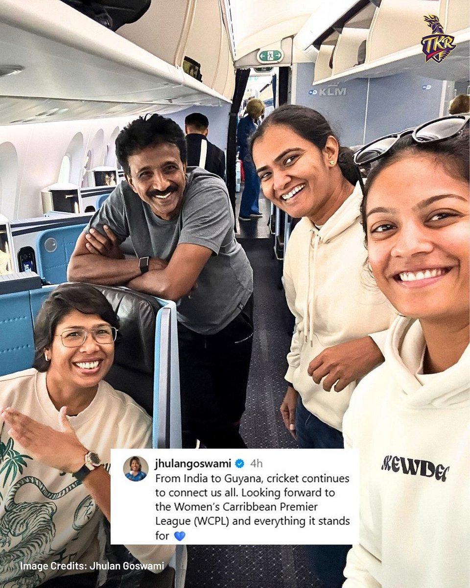 Can’t wait to have you all here with us soon, Jhulan di! ❤️🥹

Jhulan Goswami | Biju George | Shikha Pandey | Salonee Dangore | #WeAreTKR | #TrinbagoKnightRiders