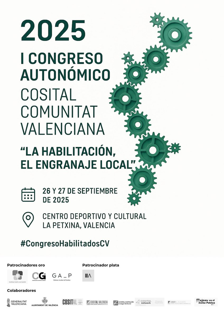 📢 No te pierdas el I #CongresoHabilitadosCV que conmemora la consolidación del Consejo Autonómico de #COSITAL Castellón, Valencia y Alicante 🤝🎉

Reserva tu plaza para acceder a ponencias de alta calidad y compartir experiencias con otr@s colegiad@s ⬇️
docs.google.com/forms/d/e/1FAI…