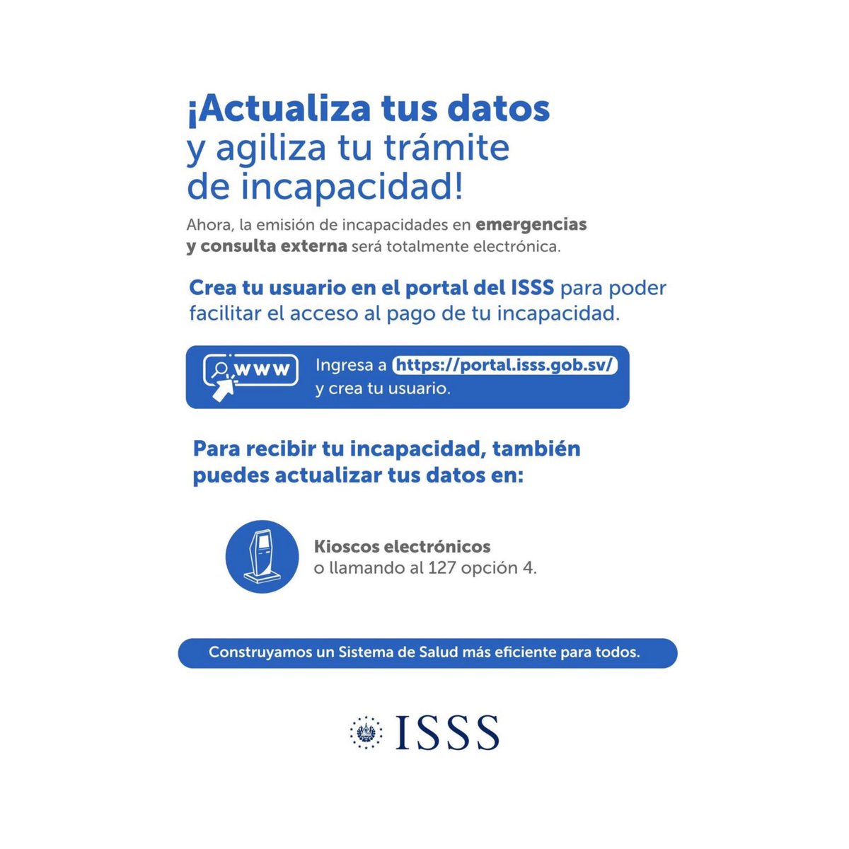alertux's tweet photo. #DeInteres #ElSalvador El Instituto Salvadoreño del Seguro Social informó que a partir del 1 de septiembre dejarán de emitirse incapacidades físicas. Los pacientes deberán proporcionar teléfono y correo electrónico para recibir la incapacidad de manera digital.

Además, se requiere la creación de un usuario en la plataforma del ISSS para poder acceder y gestionar las incapacidades electrónicas.