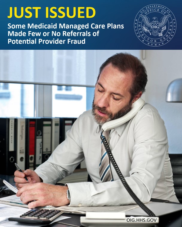 Medicaid managed care plans are required to identify and refer potential fraud, waste, or abuse—including provider fraud—to the state and #MFCU. HHS-OIG's new report provides evidence that many plans may be making very few provider fraud referrals: direc.to/fpRE