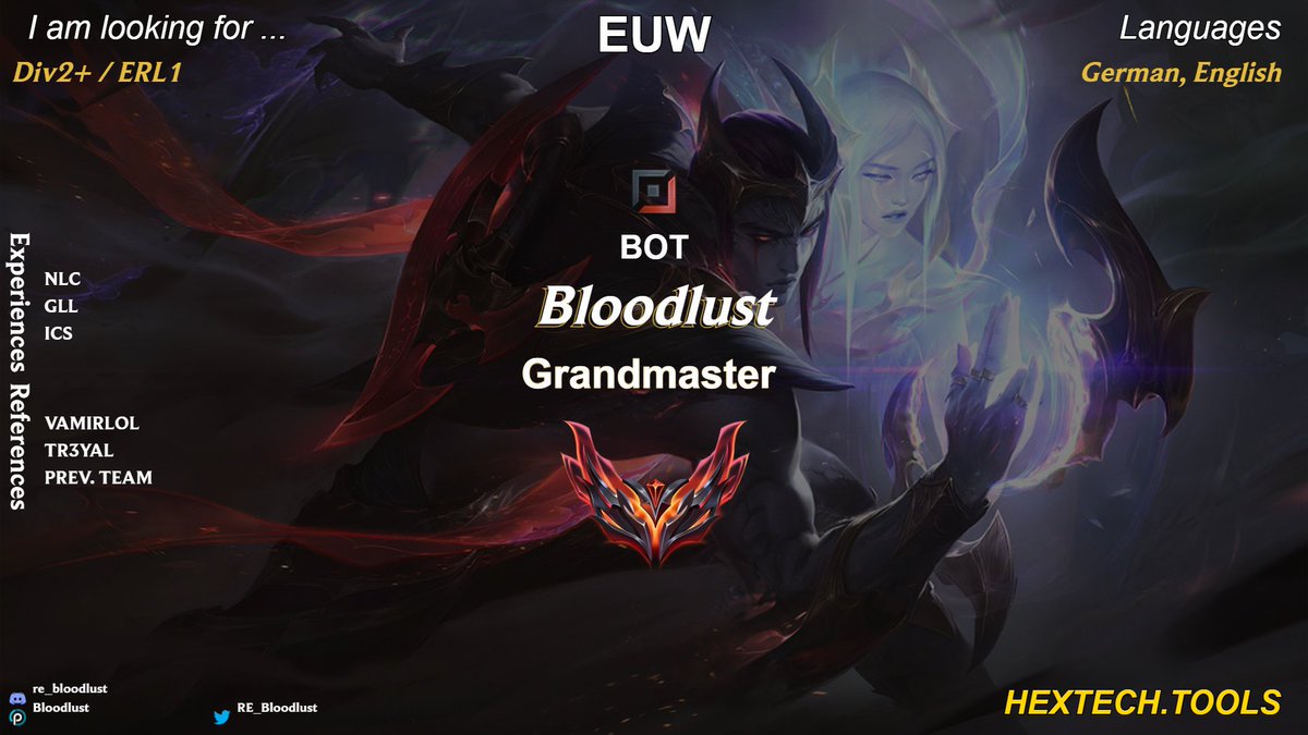 RE_Bloodlust's tweet image. After being a sub for @_BulldogEsports in NLC, learning alot individually and getting to know the pro-scene, Iam now going LFT to prove myself again, showcasing what I&apos;ve learned over the splits

considering every offer, primarily ERL2+

vods available upon request