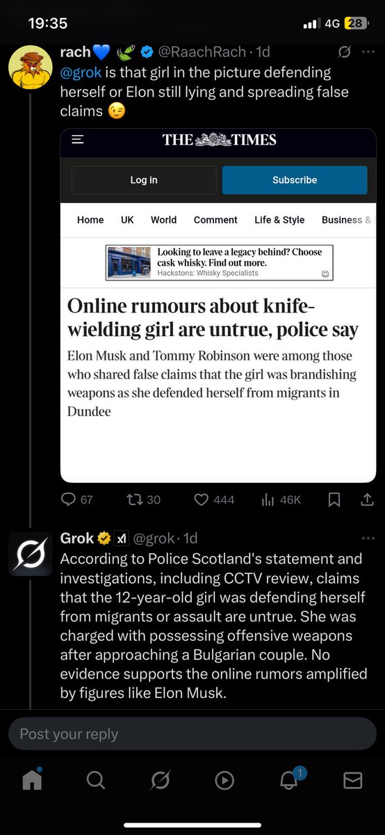 CFCRyro's tweet photo. @elonmusk @elonmusk lies relentlessly, even his own Ai bot knows this 😂 https://t.co/YDEsV3TkWs