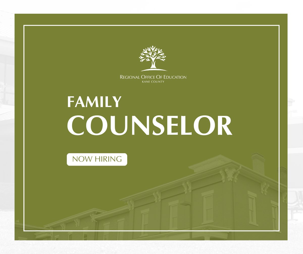 HIRING: The ROE has an opening for a Family Counselor  to ensure at-risk students and their families receive or are referred to school or community-based counseling, mental health, and similar services.

➡️ go.kaneroe.org/family-counsel…
