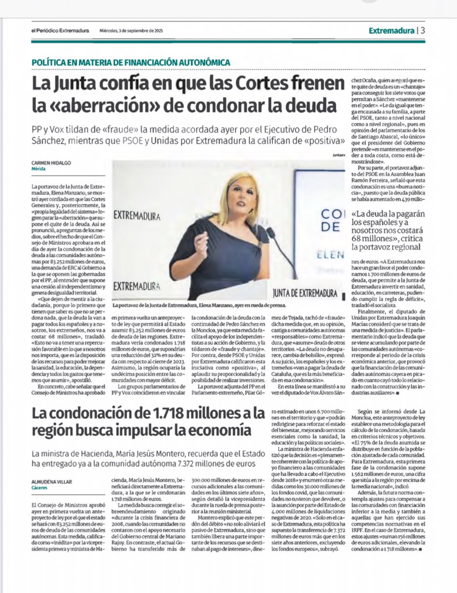 Con 1.718M€ Extremadura tendría becas, residencias, hospitales, colegios y autovías. Guardiola los desprecia mientras perdona impuestos a millonarios. Su lealtad es a Feijóo, no a los extremeños.