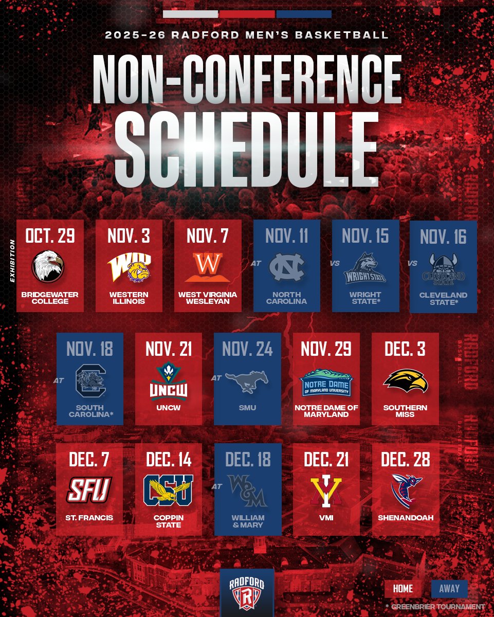 Two ACC , one SEC, and two Horizon foes as well as hosting last year's CAA Tournament Champion - all in our challenging noncon that also features the most home games in school history!

#RiseAndDefend🛡️