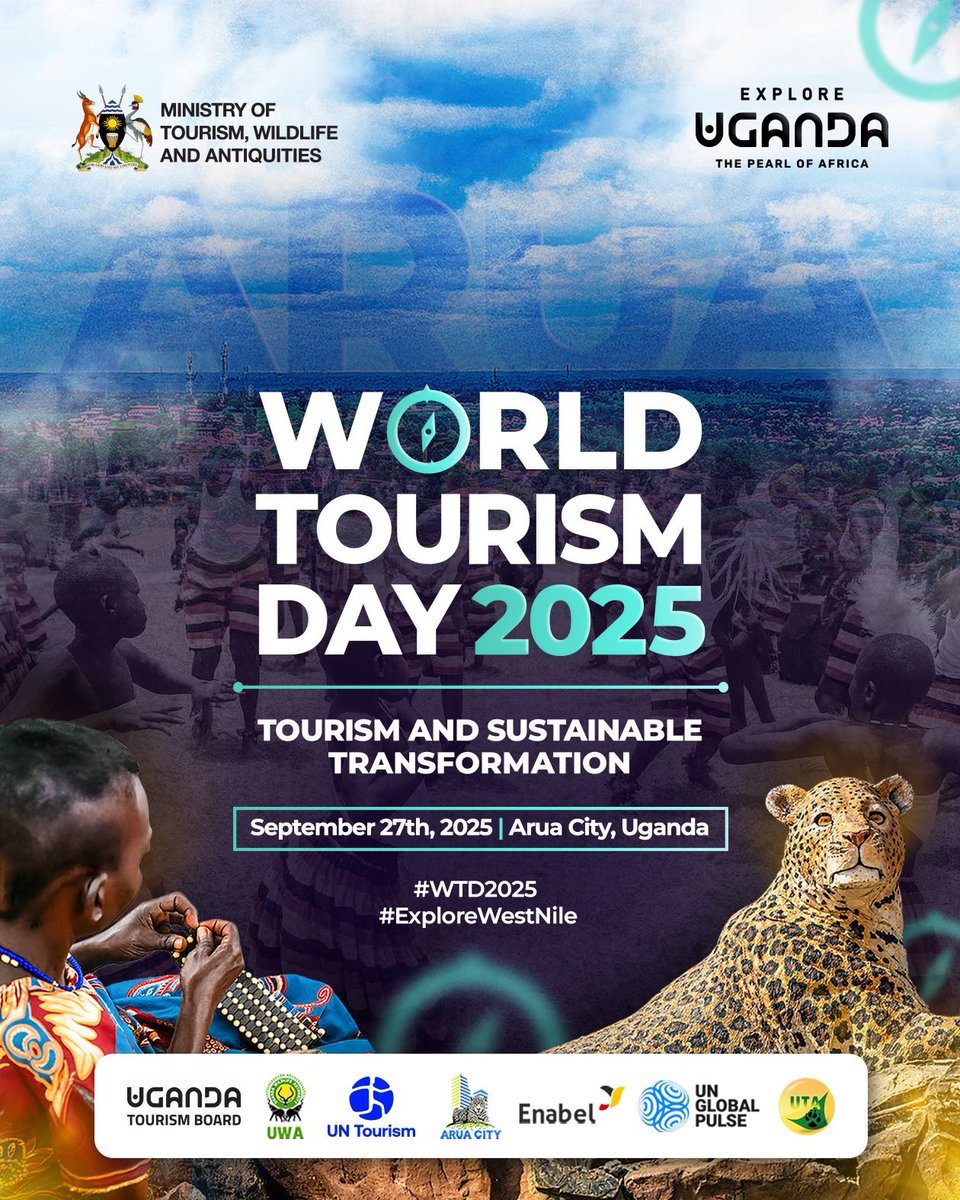 The official World Tourism Day 2025 Poster was unveiled at Fairway Hotel, Kampala.

Designed by <a href="/edwin_kavuma/">KAVUMA EDWIN</a> of <a href="/KDIdesignagency/">KDI Design Agency</a>, it reflects this year’s theme “Tourism and Sustainable Transformation.”

Celebrations will conclude in Arua City on Sept 27.

#WTD2025 #KDI2025