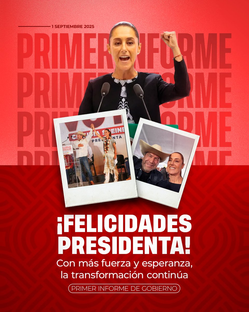 Nuestra querida Presidenta esta a unos cuantos días de su primer año al mando del país, con una aprobación de gobierno RÉCORD. Vamos por más logros en todo México.