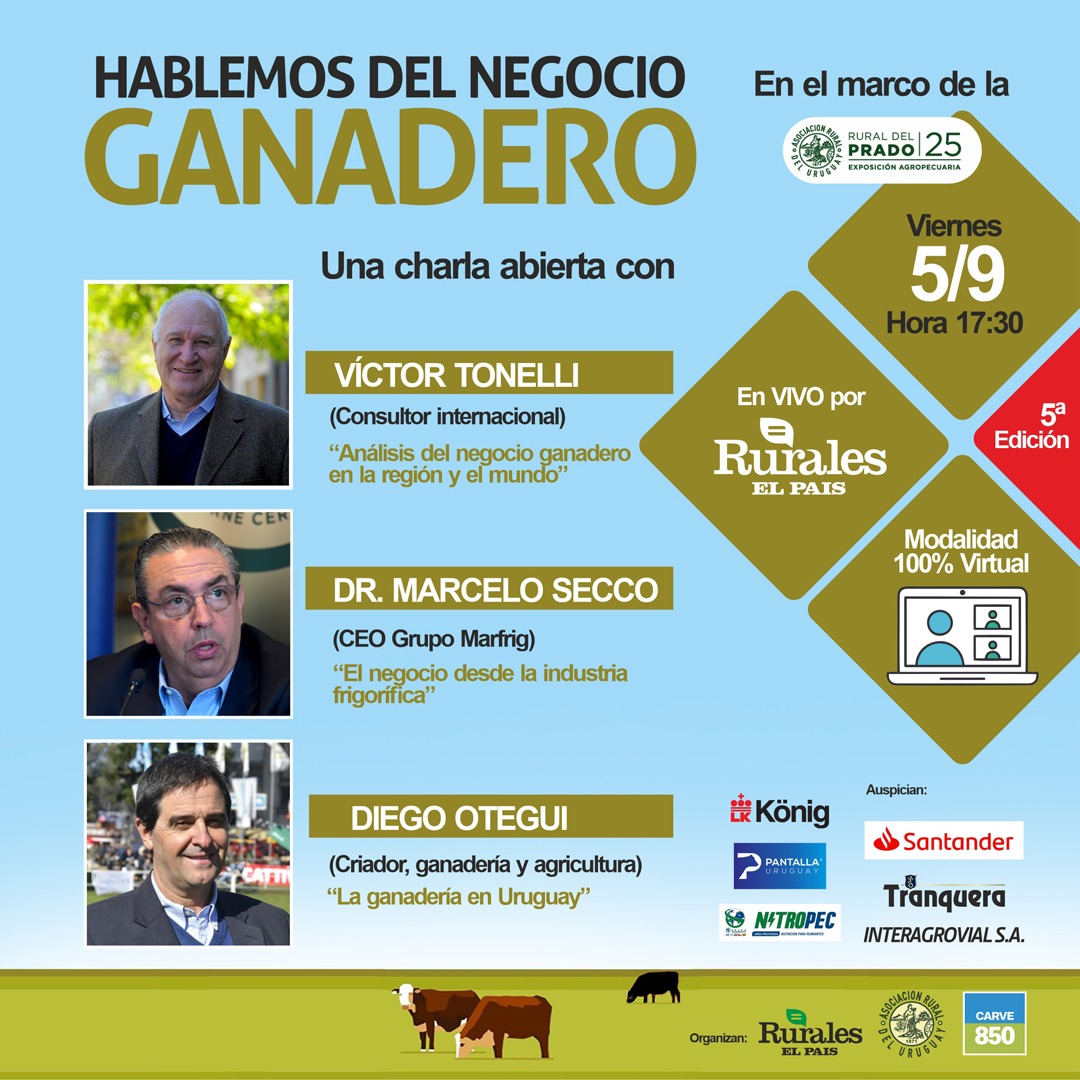 Valor Agregado (@vagregado) on Twitter photo 📌 Viernes 5/9 – 17:30
5ª edición de Hablemos del Negocio Ganadero en la Expo Prado 2025.
Con Víctor Tonelli, Marcelo Secco y Diego Otegui.
Modalidad 100% virtual, en vivo por Rurales El País.
👉 youtube.com/live/SjFewhrj0… 📌 Viernes 5/9 – 17:30
5ª edición de Hablemos del Negocio Ganadero en la Expo Prado 2025.
Con Víctor Tonelli, Marcelo Secco y Diego Otegui.
Modalidad 100% virtual, en vivo por Rurales El País.
👉 youtube.com/live/SjFewhrj0…
