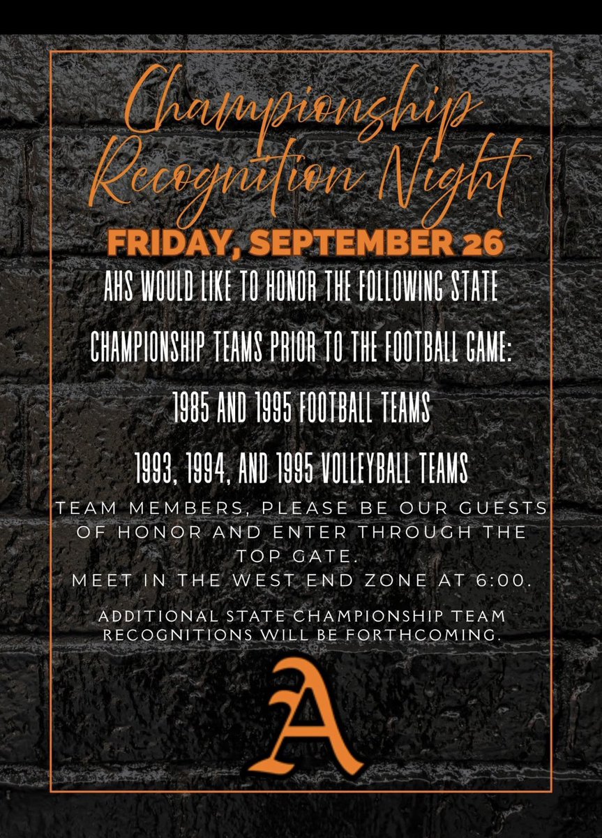 Calling all Valley Cubs to help spread the word as we recognize a few of our past state championship teams. More championship team recognitions will be forthcoming.