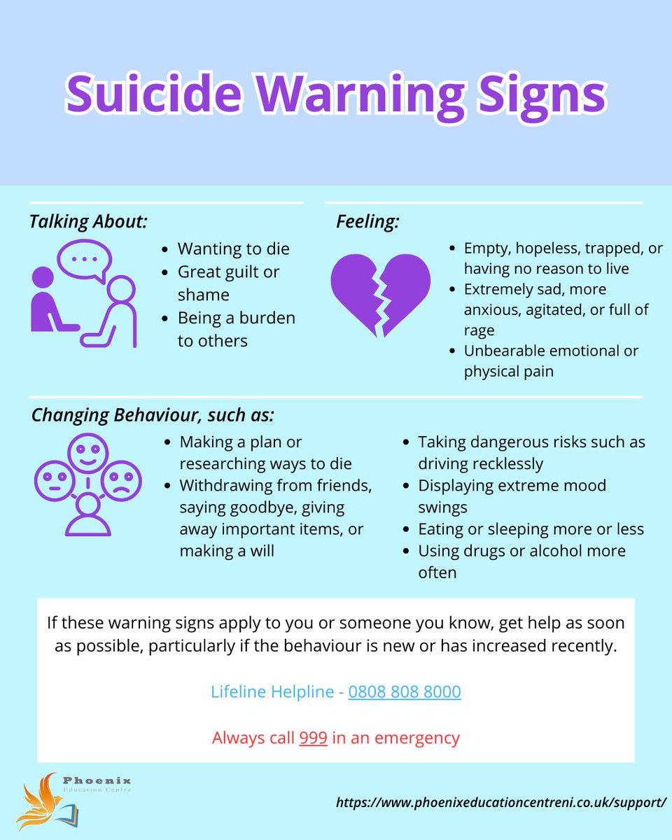 By learning the warning signs, you can help prevent suicide 
#SuicidePrevention #SuicidePreventionMonth #LearnTheWarningSigns #SuicideWarningSigns #SuicideAwareness