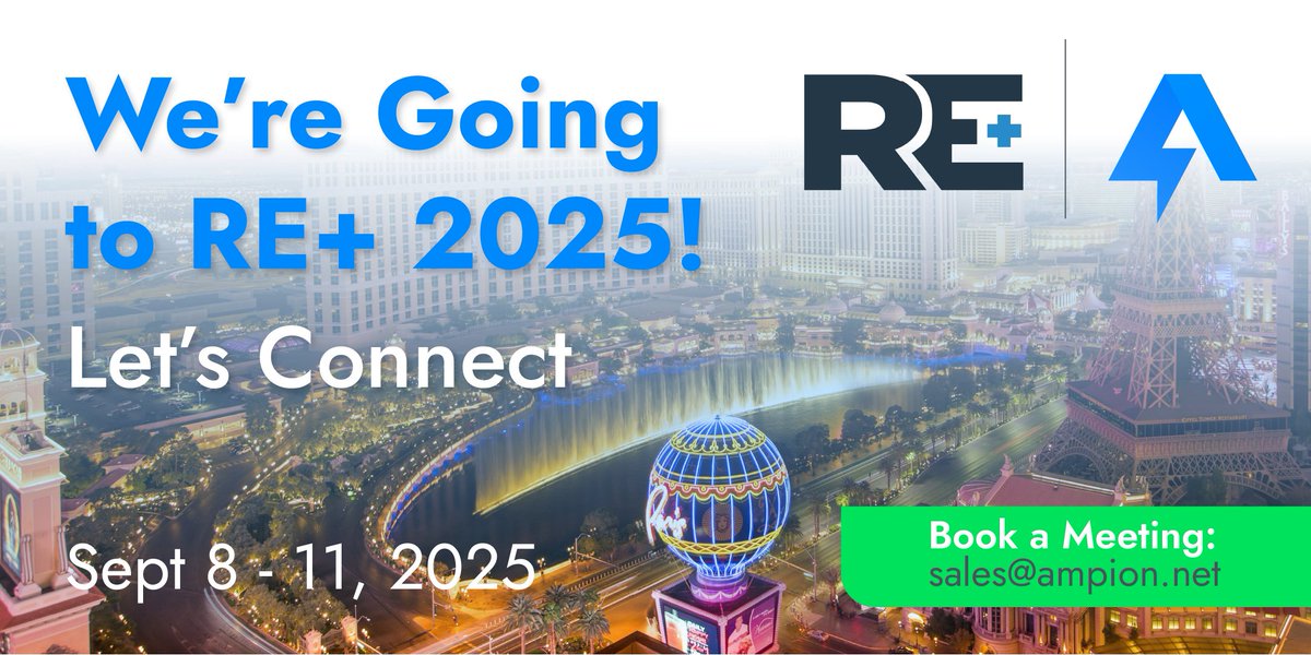 ⚡ Ampion is getting ready for #REplus2025 next week in Vegas! We're looking forward to meeting with developers, asset owners, and other #renewableenergy professionals to discuss new markets, the latest trends in #CommunitySolar, and creative ways to maximize revenue.