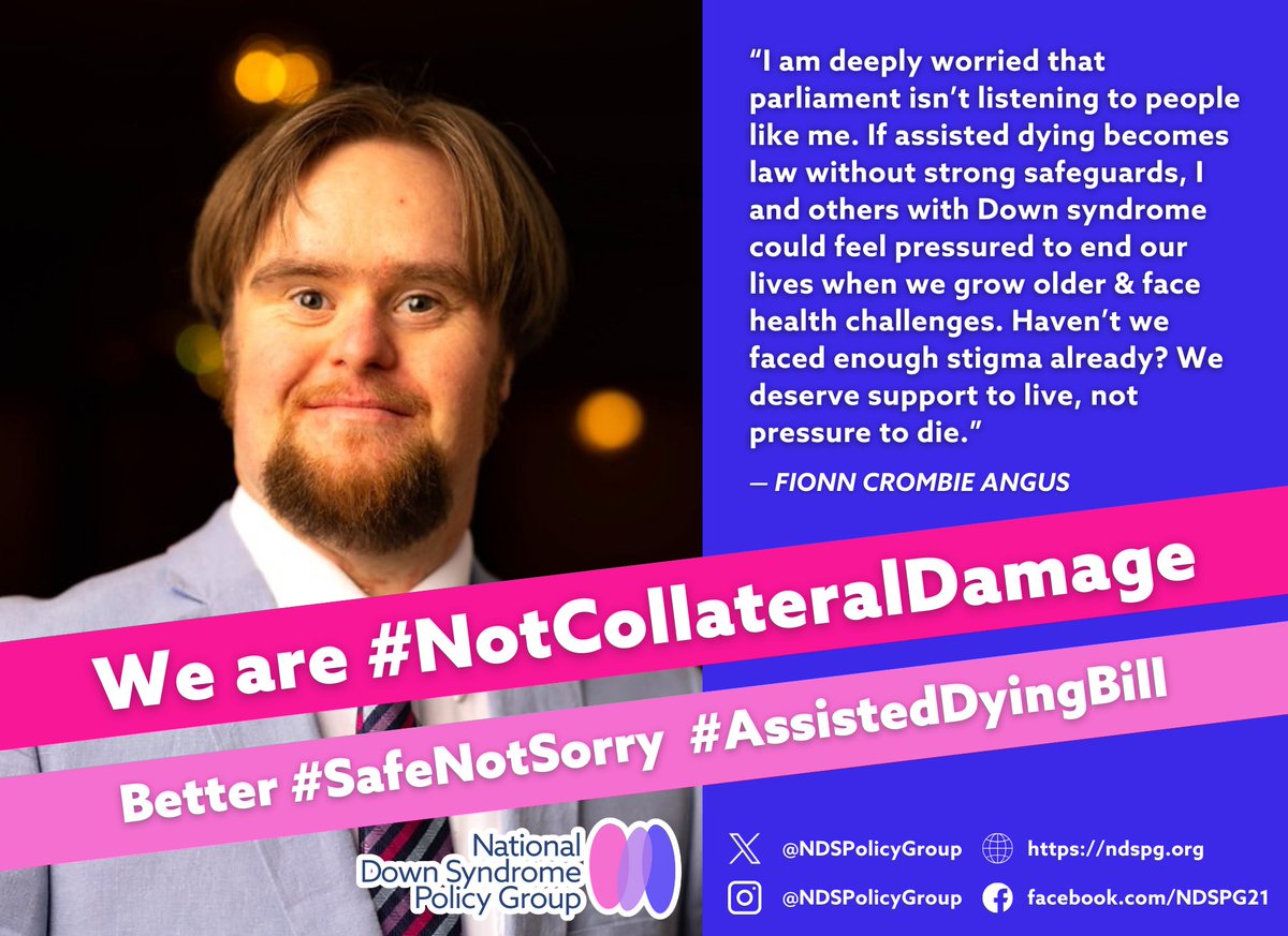 Bill sponsor <a href="/kimleadbeater/">Kim Leadbeater MBE MP</a> dismissed concerns about the #AssistedDyingBill as “noise”.  Ahead of the 2nd Reading, NDSPG Trustee <a href="/fionnathan/">fionnathan</a> tells <a href="/UKHouseofLords/">House of Lords</a> “We deserve support to live, not pressure to die.”  #NotCollateralDamage #SafeNotSorry