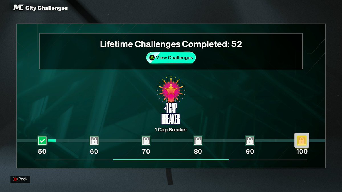 nba2kio's tweet photo. You can get 1 Cap Breaker by completing 100 Lifetime Challenges in NBA 2K26 MyCareer.

I was looking at the list of all of these challenges and wondering how "How realistic is it for me to get to 100 or 200?"

So I built a tracker / planner for this on lockercodes io

You can get to 100 pretty fast if you focus on it