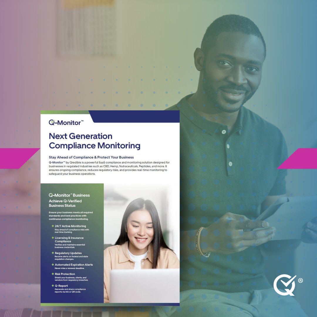Meet Q-Monitor: AI-powered, always-on compliance for CBD, hemp, nutraceuticals &amp; more. Monitors licenses, COAs (MyCOA), and digital content 24/7. Alerts for expirations &amp; rule changes. Turn risk into advantage. zurl.co/b9V6d  #QMonitor #RegTech #Compliance