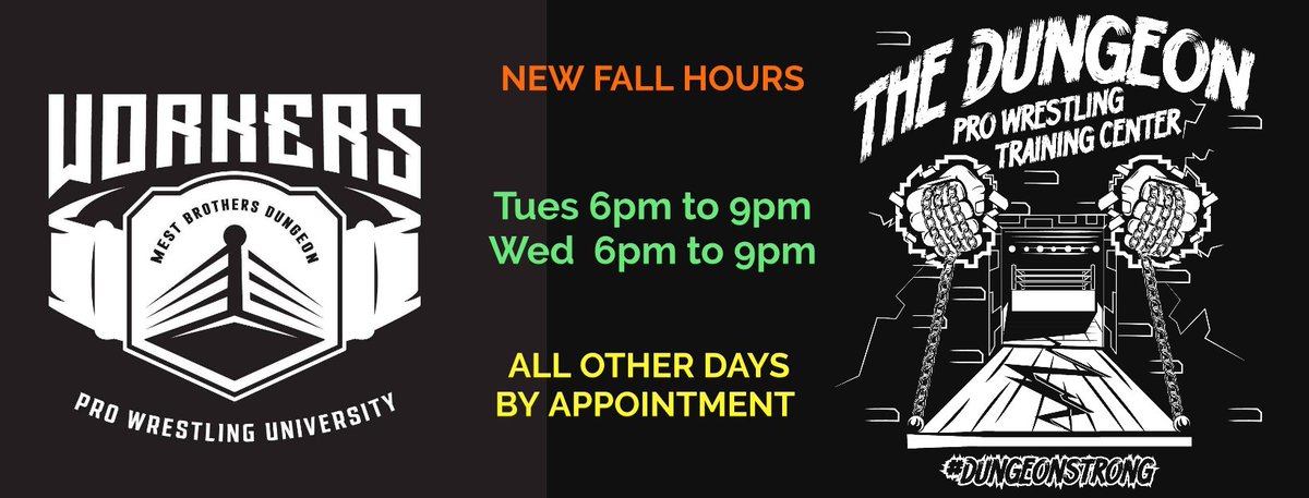 TripleM007's tweet image. New fall hours. If you want to become involved in professional wrestling, contact me today. #Dungeonstrong  #prowrestling #indywrestling #WWE #AEW