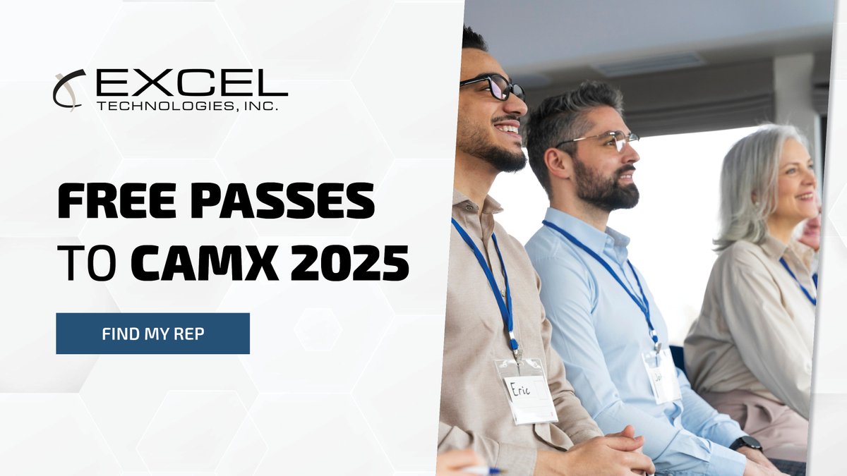 ExcelTechInc's tweet image. Join Excel at CAMX 2025 in Orlando, FL, from September 8-11! Get a complimentary pass by reaching out to your local Excel sales representative and visit us at Booth R77. shorturl.at/7dVir

#CAMX2025 #MaterialsScience #Composites #ExcelTechnologies