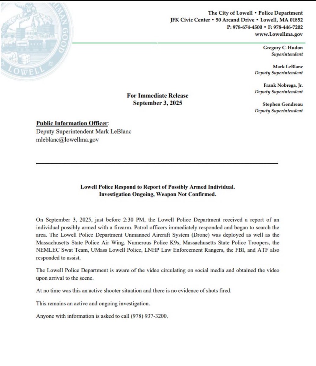lowellscanner's tweet image. Press Release from LOWELL PD