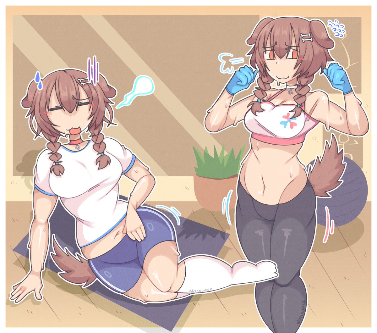 korone work out!! (she so strong !)
#できたてころね