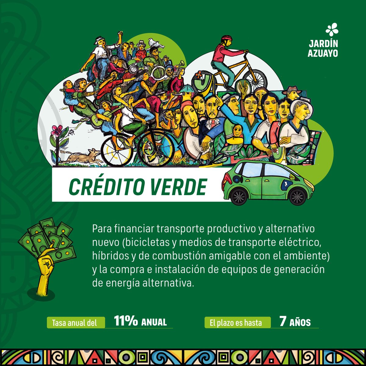 🚴‍♀️🌿 ¡Transforma tu forma de moverte y ayuda al planeta con nuestro Crédito Verde!

Conoce más y calcula los intereses de tu crédito en: jardinazuayo.fin.ec/credito-verde/

¡Juntos por un planeta + verde! 🌱🚲